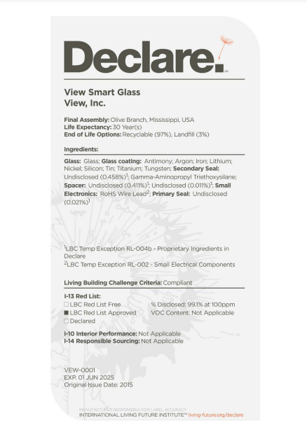 VIEW SMART GLASS DECLARE LABEL